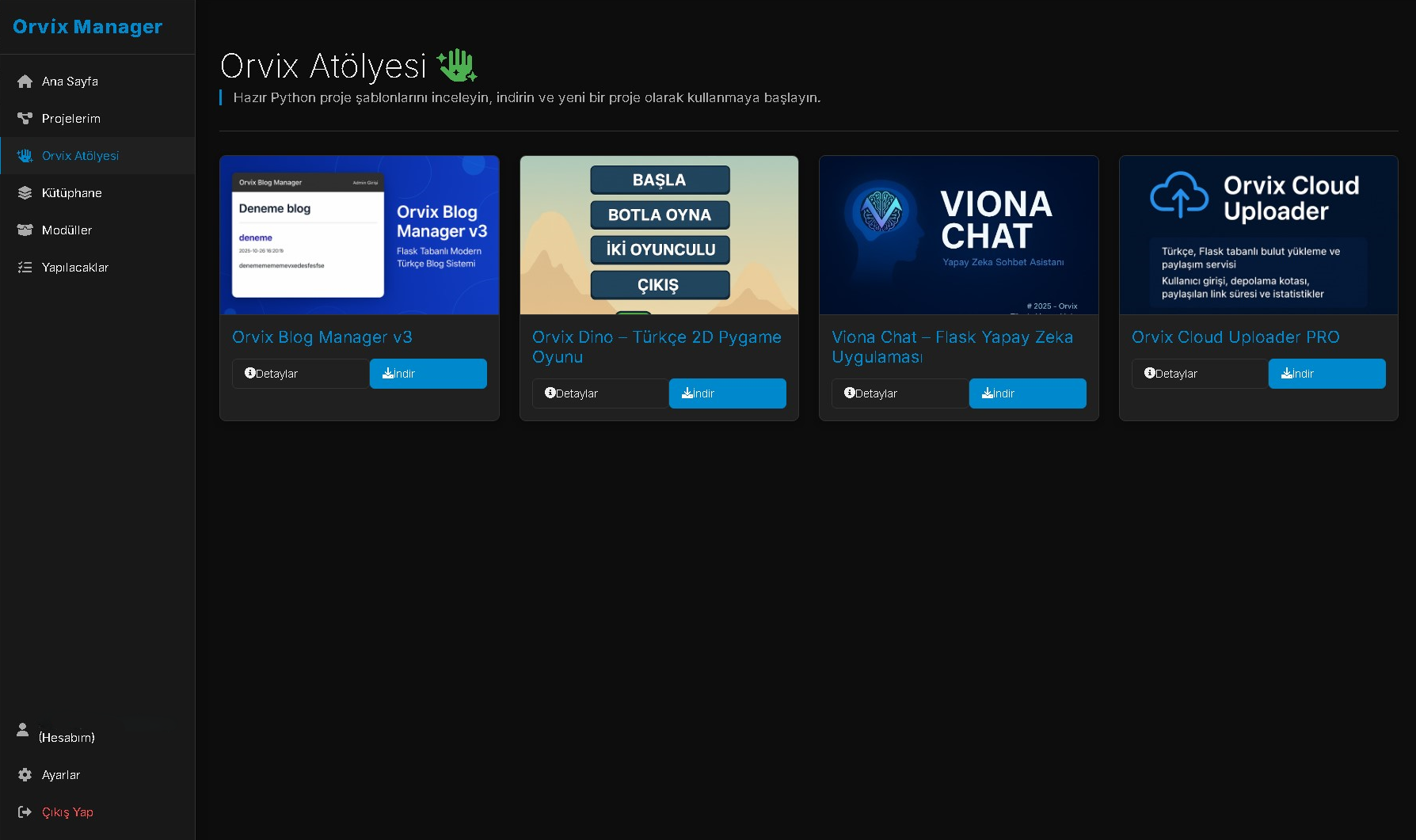 Orvix Atölyesi Şablon Ekran Görüntüsü
