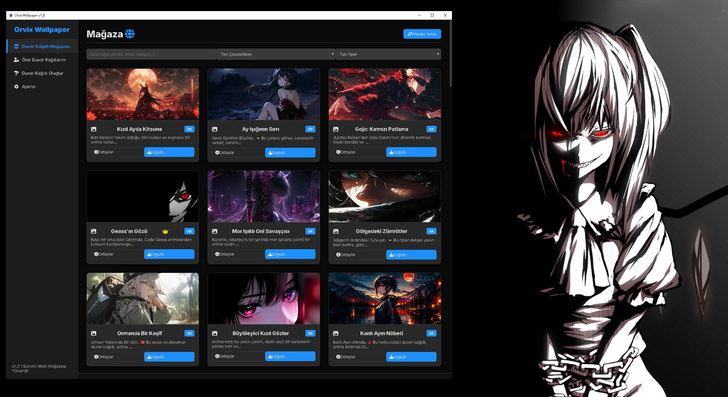 Orvix Wallpaper Ana Uygulama Ekran Görüntüsü